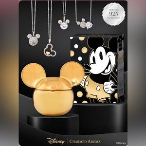RARE Disney Mickey Mouse Charmed Aroma Candle with Mickey Mouse Necklace Insi…